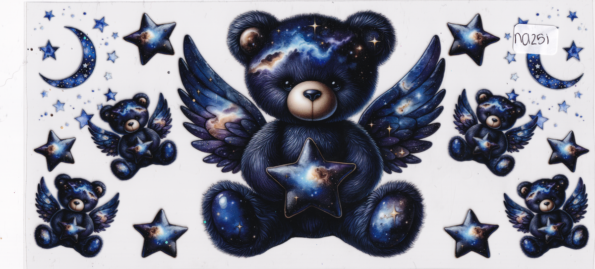 NA251 Teddy Bear Wings Stars UVDTF Wrap