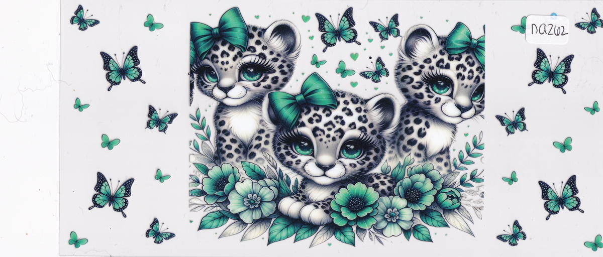 NA262 Cute Cat Butterflies Ribbons UVDTF Wrap