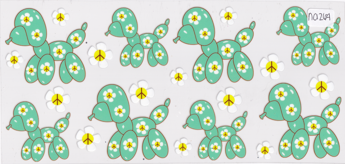 NA264 Balloon Animal Dog Flowers UVDTF Wrap