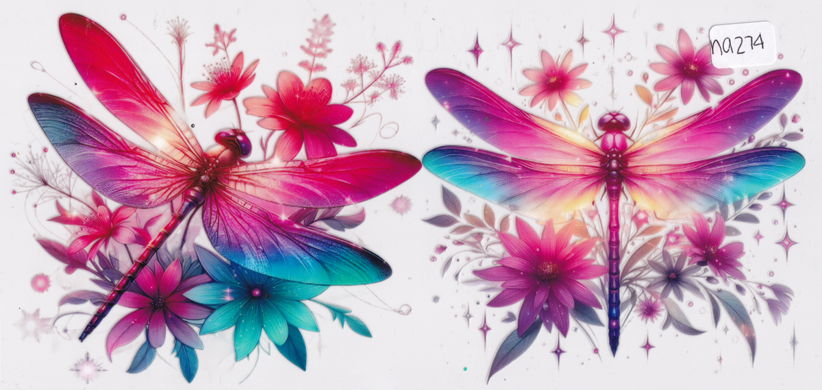 NA274 Dragonfly Flowers UVDTF Wrap