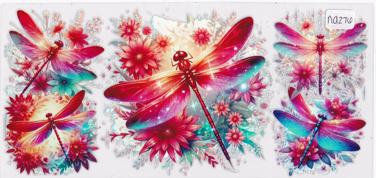 NA276 Holographic Dragonfly Flowers UVDTF Wrap