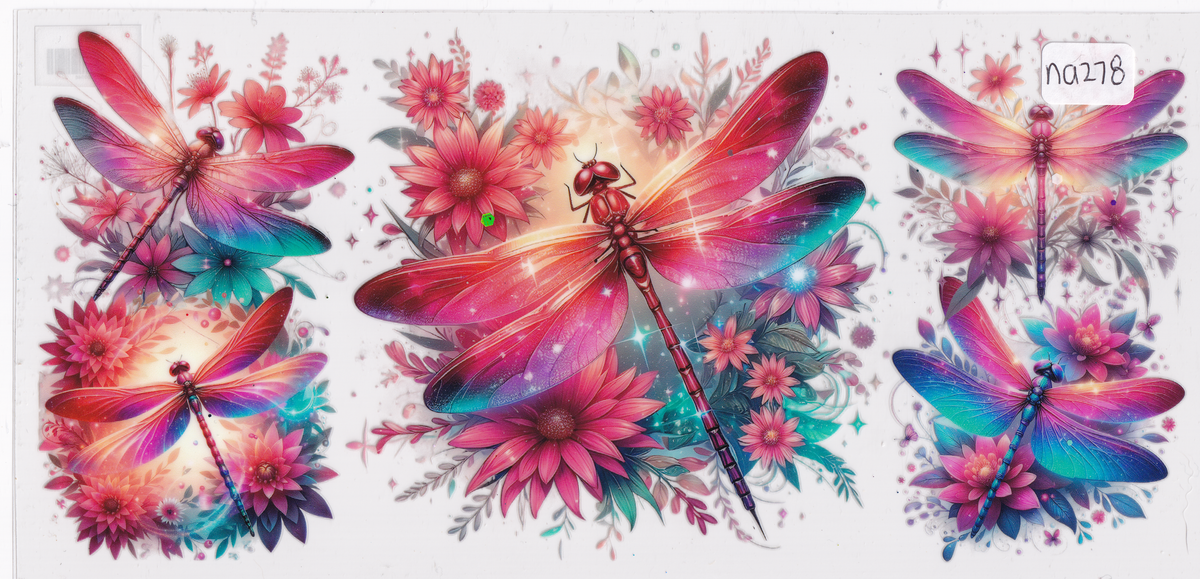 NA278 Dragonfly Flowers Butterfly UVDTF Wrap