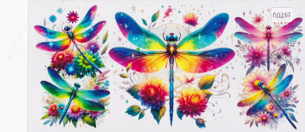 NA283 Dragonfly Flowers UVDTF Wrap