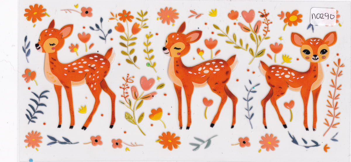 NA290 Deer Flowers UVDTF Wrap