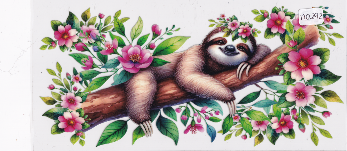 NA292 Sloth Flowers UVDTF Wrap