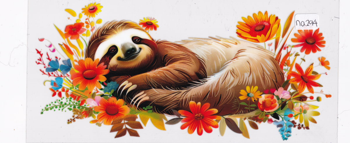 NA294 Sloth Flowers UVDTF Wrap