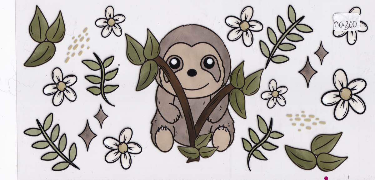 NA300 Sloth Flowers UVDTF Wrap