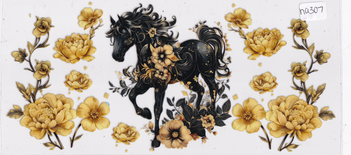 NA307 Horse Flowers UVDTF Wrap