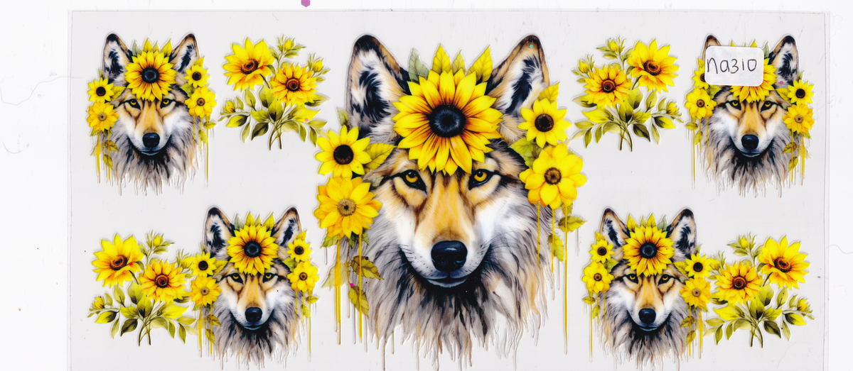 NA310 Wolf Flowers UVDTF Wrap
