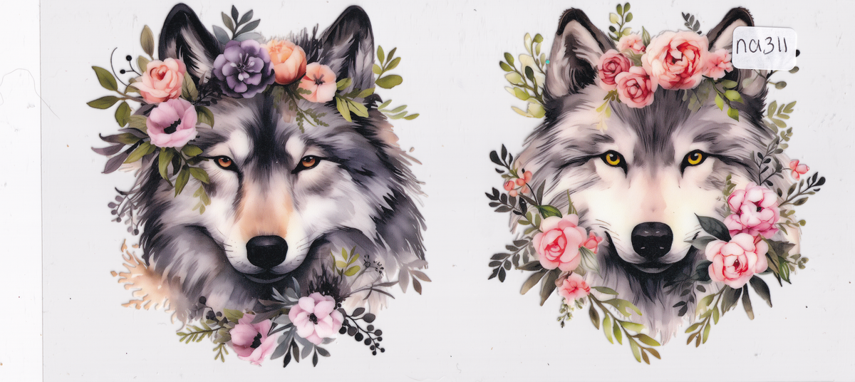 NA311 Wolf Flowers UVDTF Wrap
