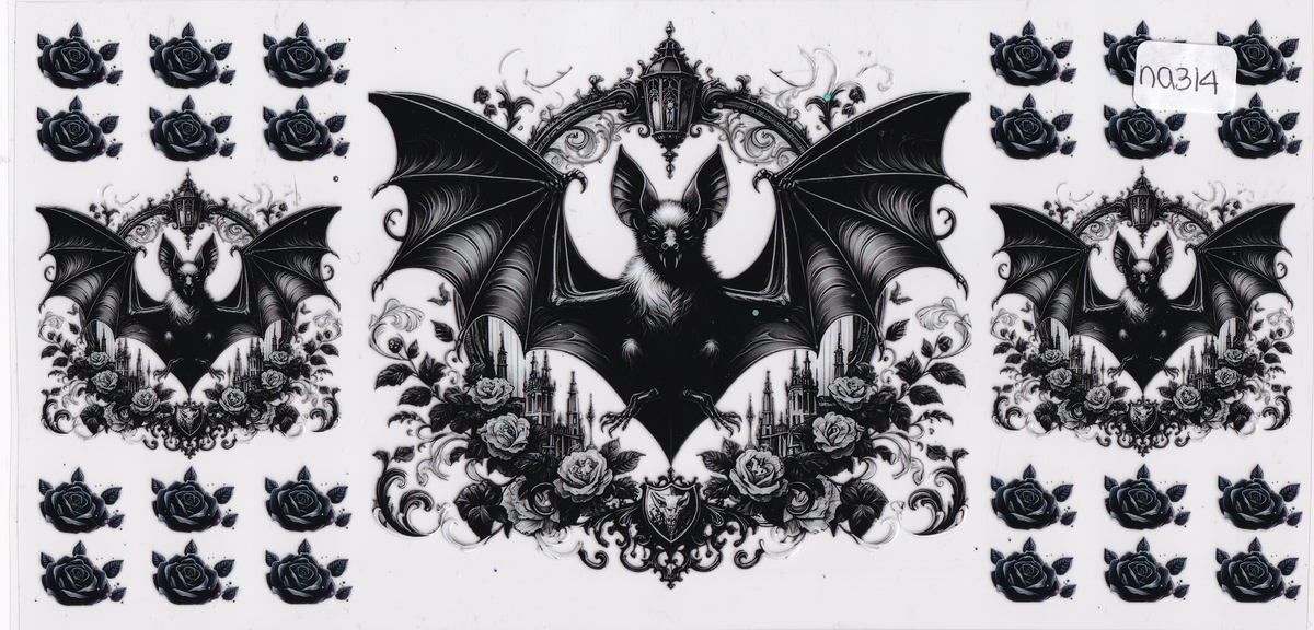 NA314 Bats Flowers UVDTF Wrap