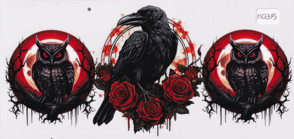 NA315 Birds Raven Owl UVDTF Wrap