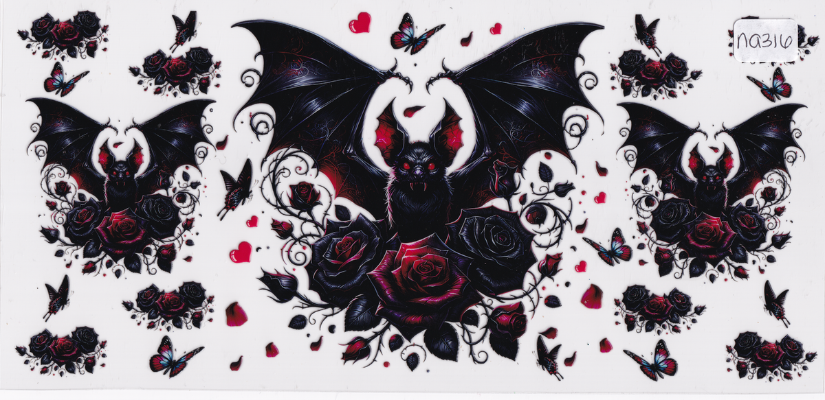 NA316 Bats Roses UVDTF Wrap