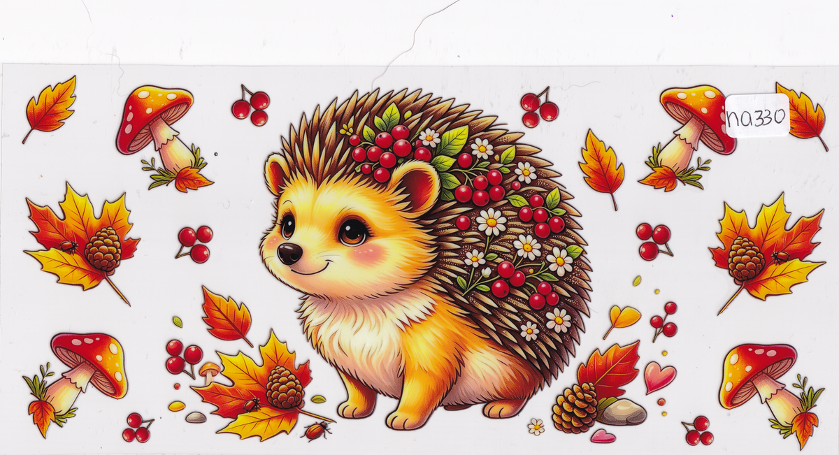 NA330 Cute Porcupine Fall UVDTF Wrap