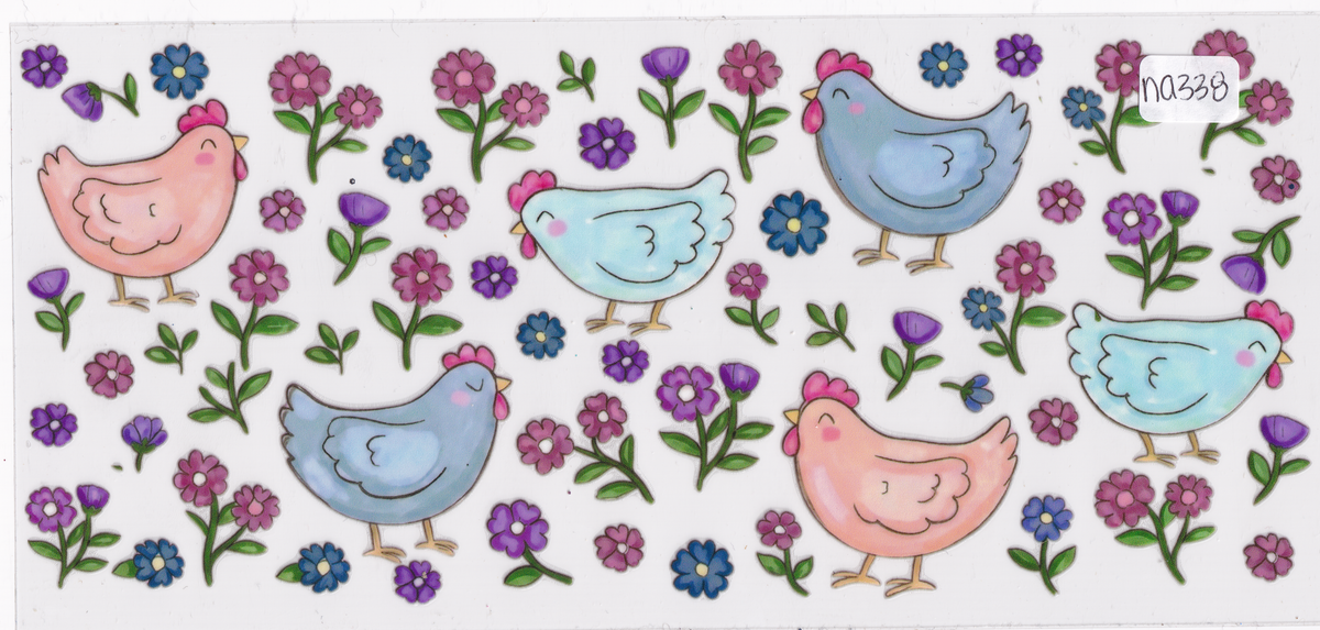 NA338 Chickens Flowers UVDTF Wrap