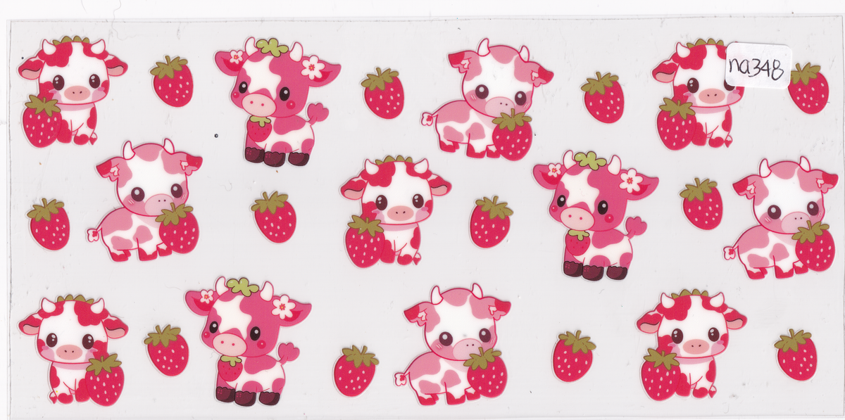 NA348 Strawberry Highland Cows UVDTF Wrap