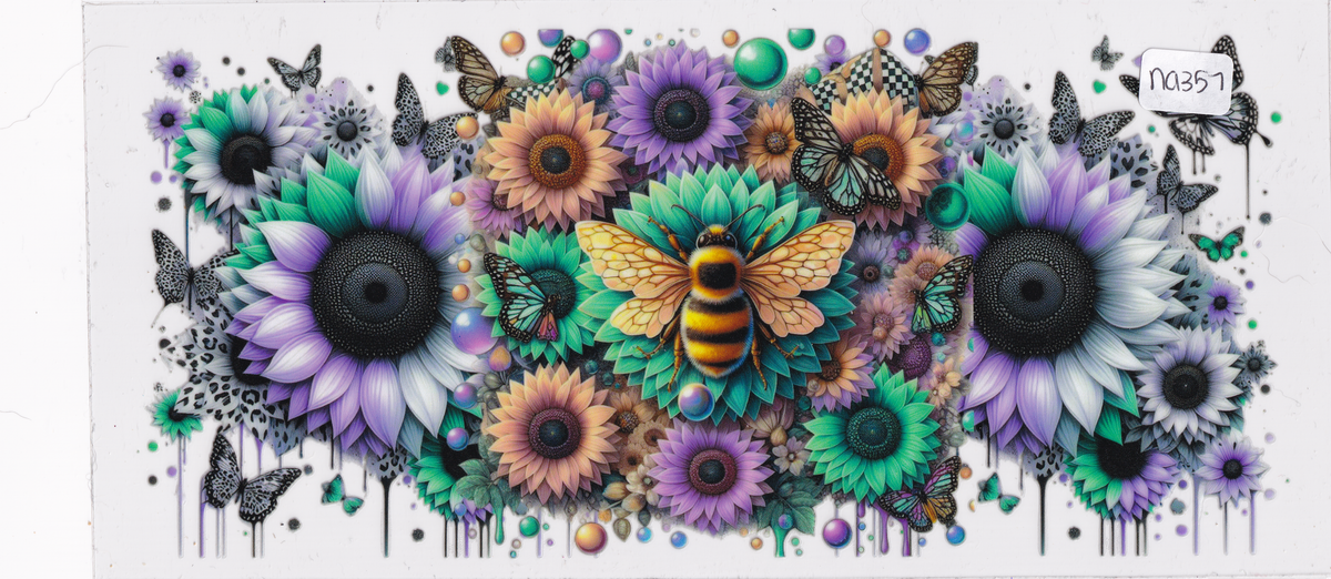 NA357 Bee Flowers UVDTF Wrap
