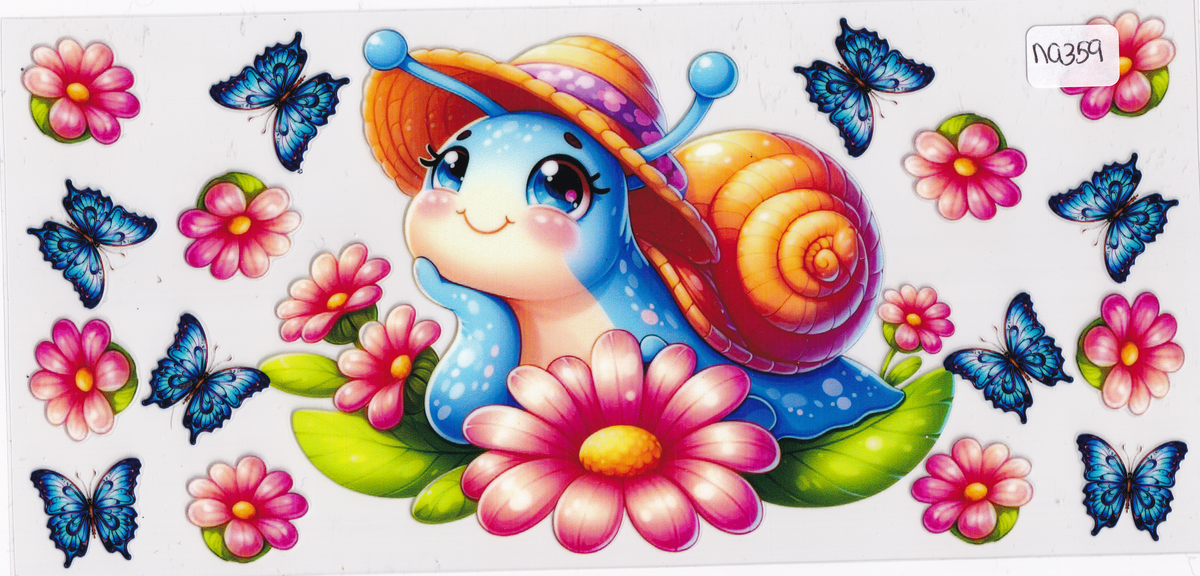 NA359 Snail Flowers Butterflies UVDTF Wrap