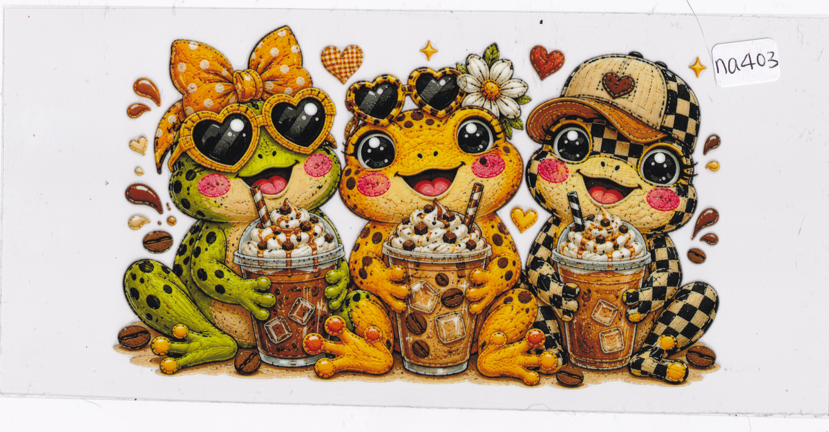 NA403 Frogs Coffee Drinks UVDTF Wrap