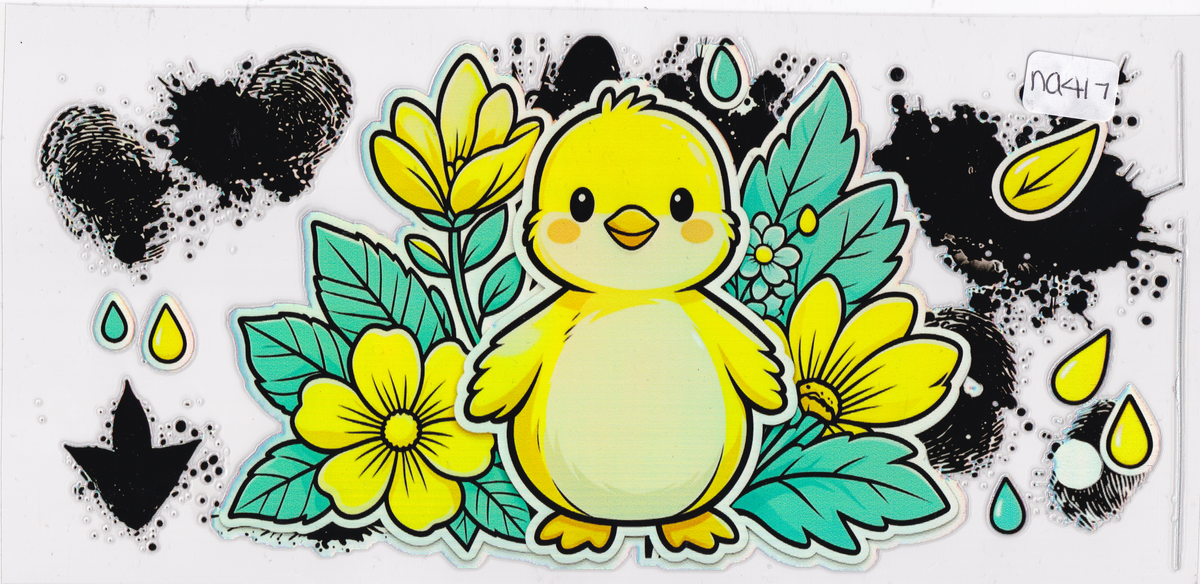 NA417 Holographic Duck Flowers UVDTF Wrap