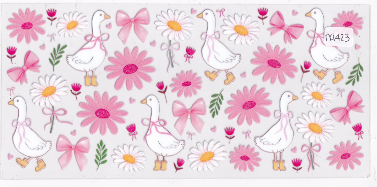 NA423 Duck Ribbons Flowers UVDTF Wrap