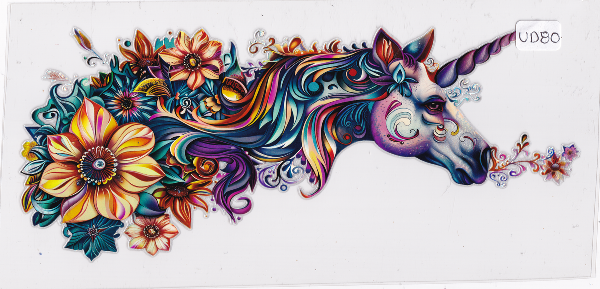 UD80 Holographic Unicorn Flowers UVDTF Wrap