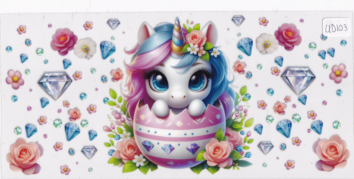 UD103 Unicorn Flowers UVDTF Wrap