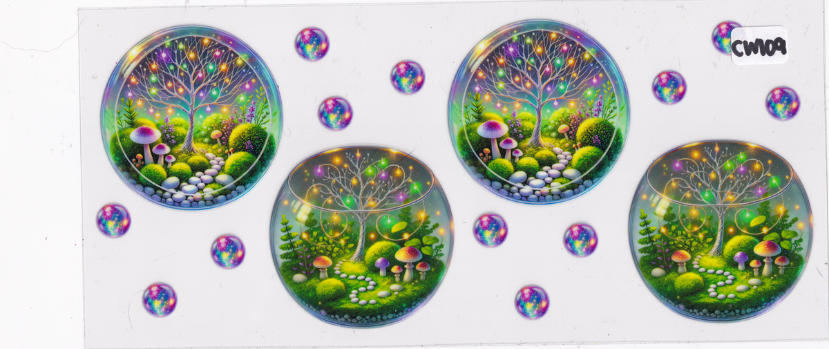 CW109 Mushroom Plants Trees UVDTF Wrap