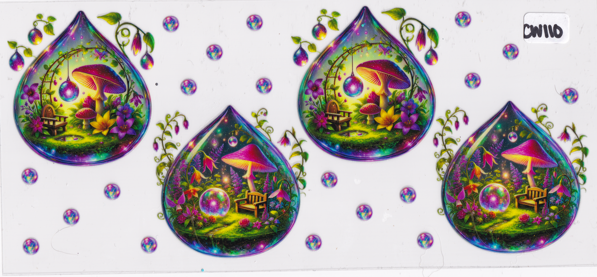 CW110 Mushroom Plants Flowers UVDTF Wrap