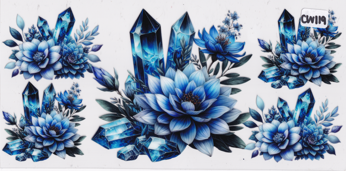 CW119 Crystals Flowers UVDTF Wrap