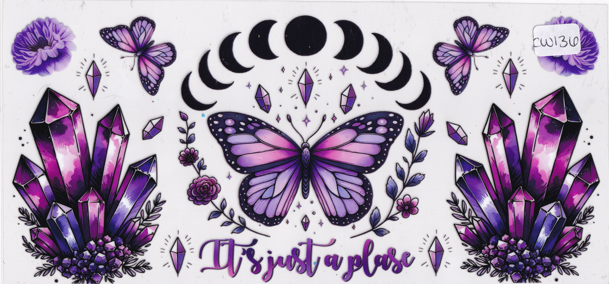 CW136 Butterflies Crystals UVDTF Wrap