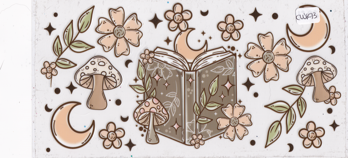 CW142 Book Mushroom Moon UVDTF Wrap