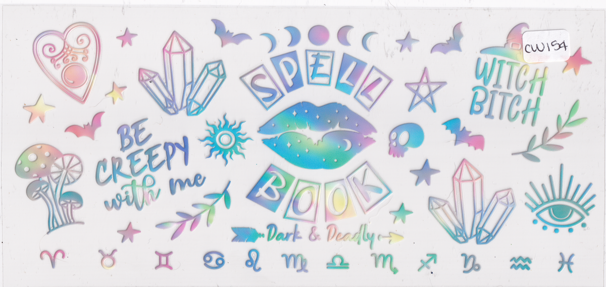 CW154 Astrology Crystals Spell Book Witch UVDTF Wrap