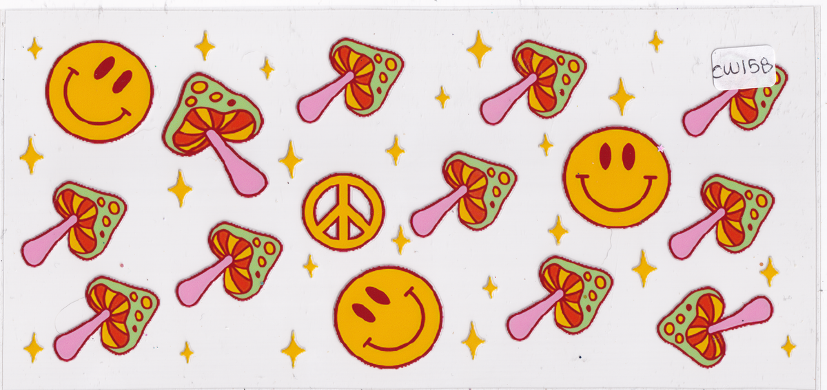 CW158 Mushroom Smiley Emoji UVDTF Wrap