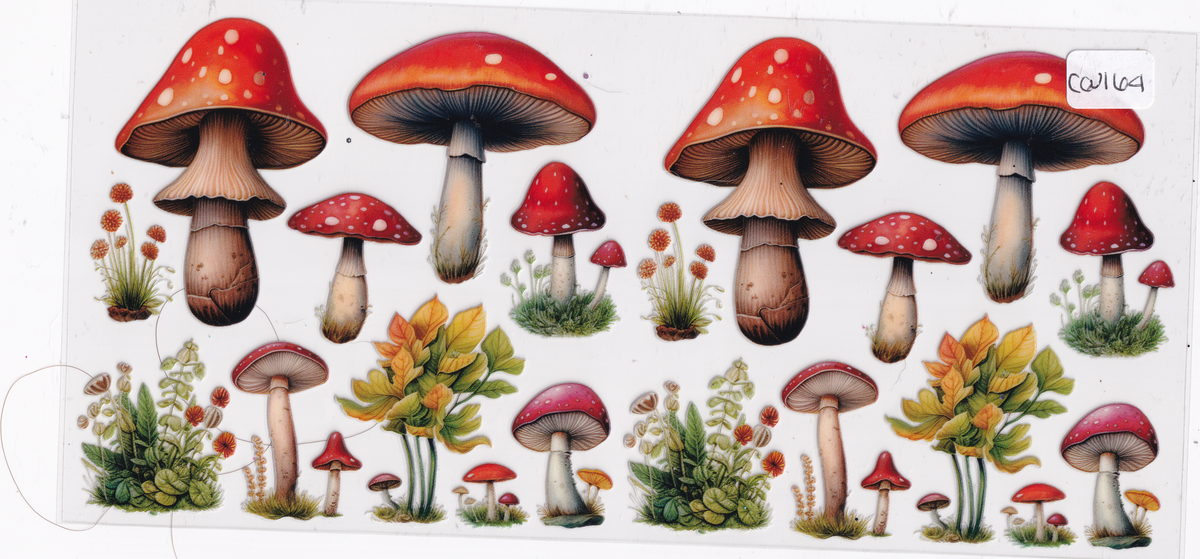 CW164 Mushrooms Flowers UVDTF Wrap