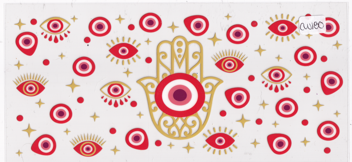 CW180 Red Evil Eye Hamsa Hand UVDTF Wrap