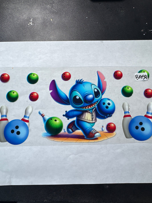 BA 59 Blue alien with bowling balls uvdtf wrap