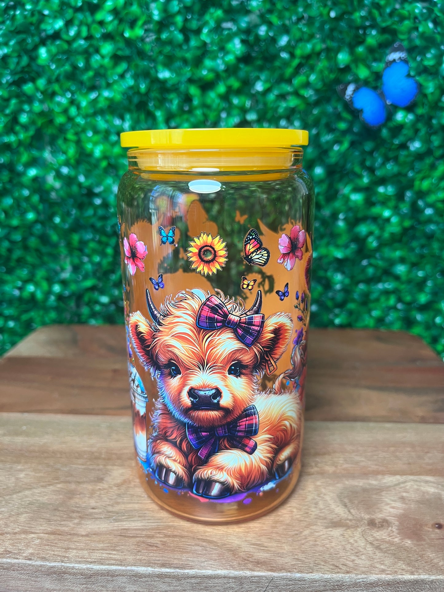 16oz Highland Cow UVDTF Glass Cup