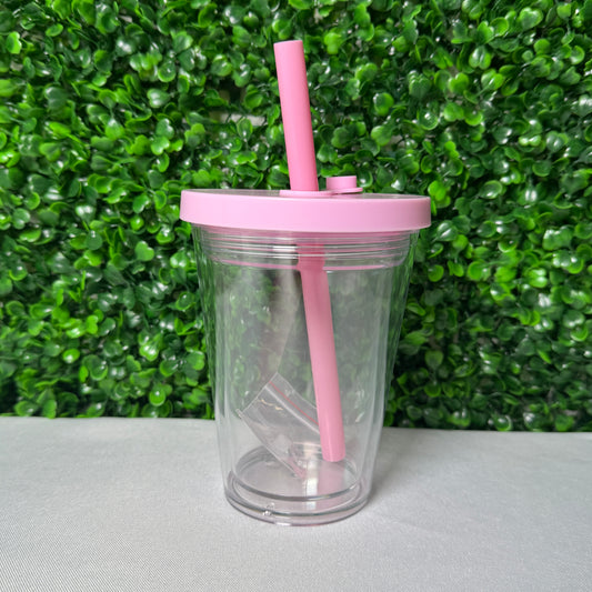 12oz kids plastic snowglobe tumbler cup