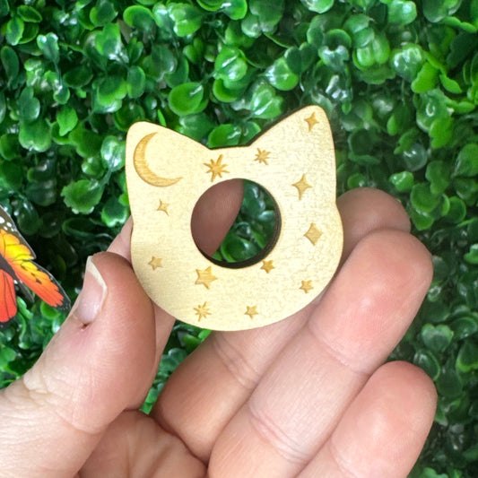 Wooden Cat Head Sphere Stand