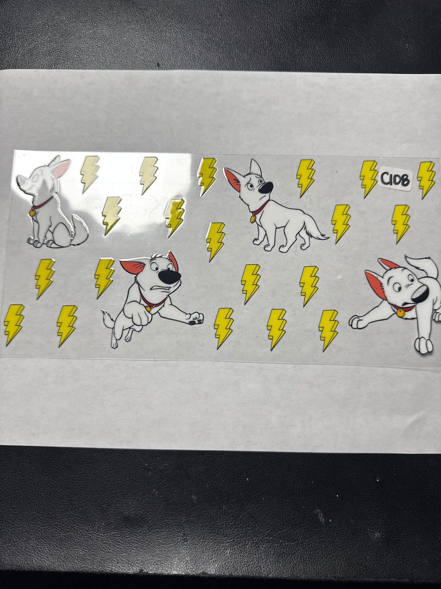 C108 Dog with lightning bolt character uvdtf wrap