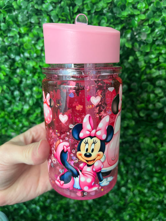 12oz premade pink mouse lava snowglobe tumbler kids cup