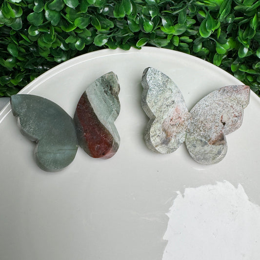 Unicorn Jasper 3D Butterfly Carvings