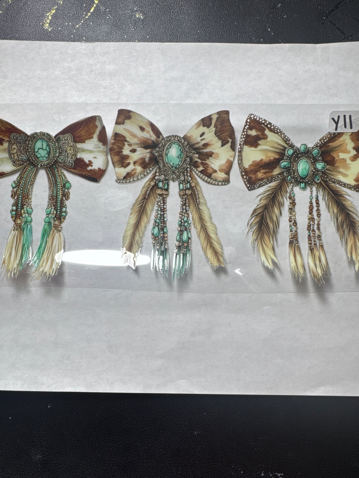 Y11 country western animal print and teal bow uvdtf wrap