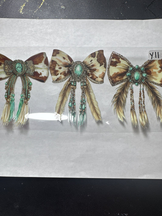 Y11 country western animal print and teal bow uvdtf wrap