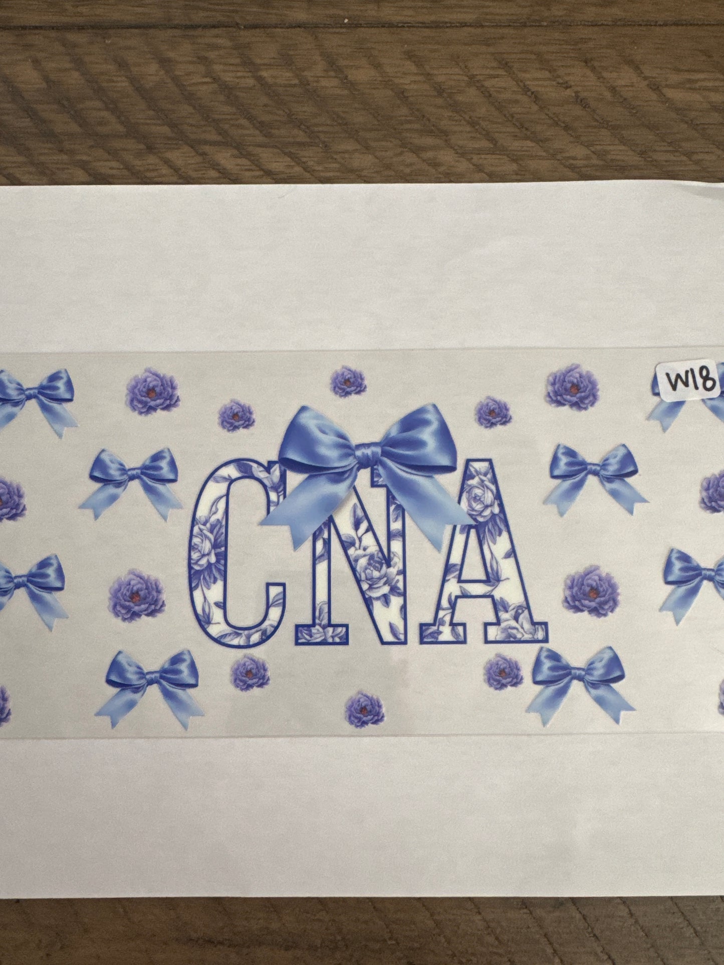 W18 CNA flower and bows uvdtf wrap