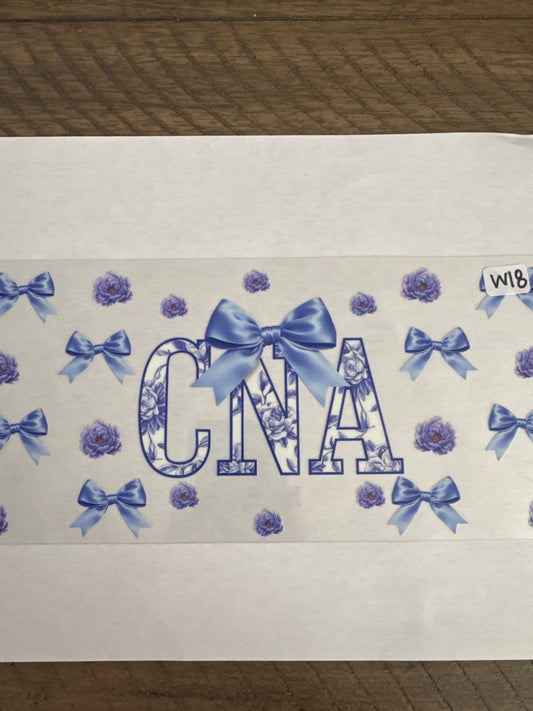 W18 CNA flower and bows uvdtf wrap