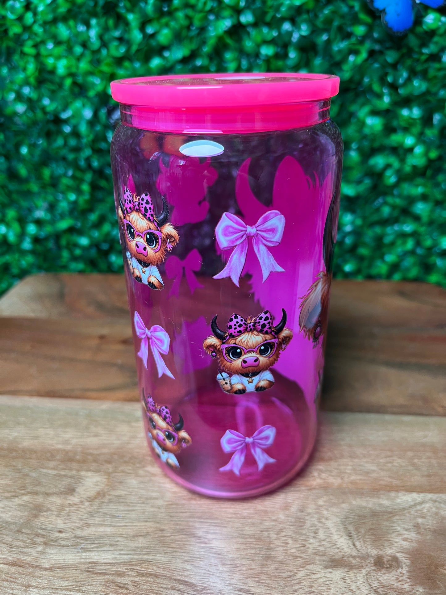 16oz Highland Cow UVDTF Glass Cup