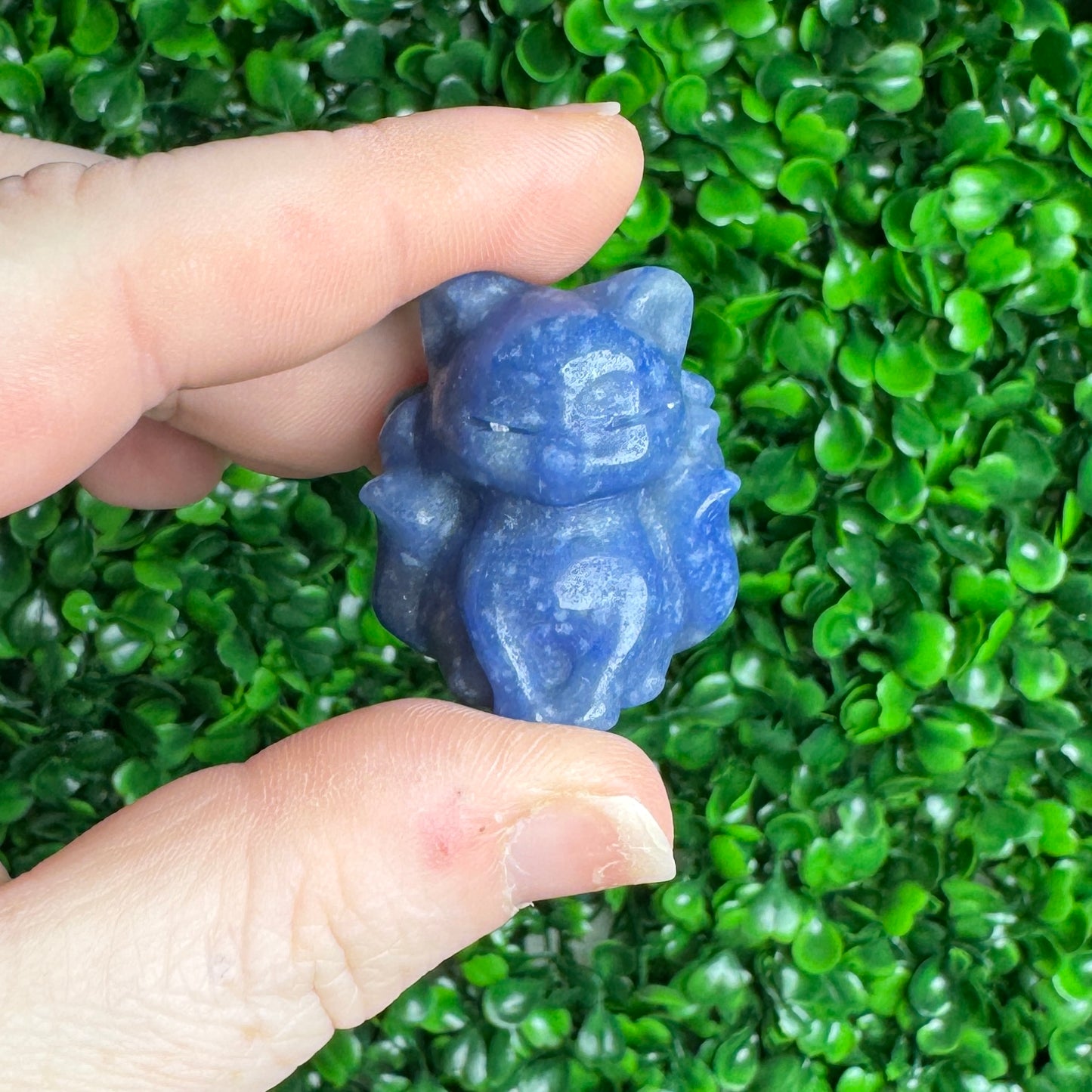 Blue Aventurine fox carving