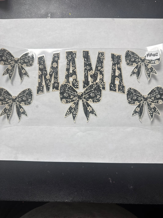 MA62 Black and beige Mom with flowers and bows uvdtf wrap